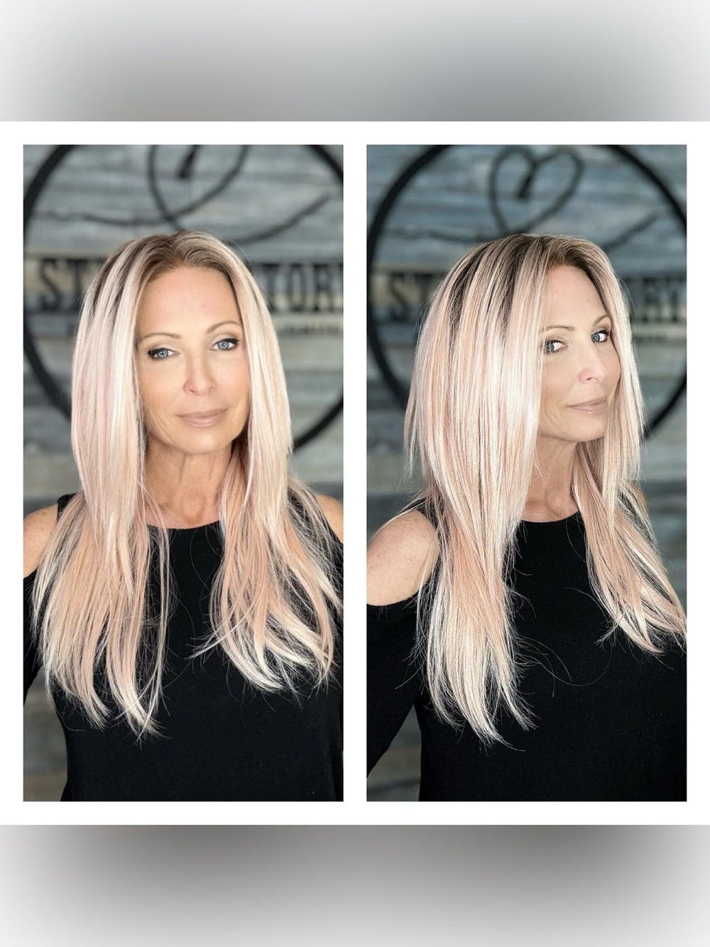 Grace Long Straight Wig in Blonde with Pink Tones
